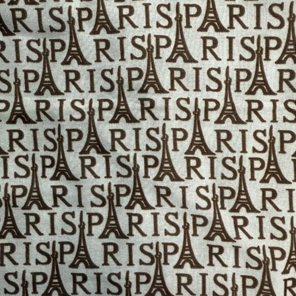 Patricia Paris Scarf Womens Brown Tan Eiffel Tower Paris Spell Out Print 70x17 - Picture 2 of 4